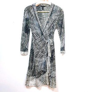 BCBG MazAzria Black & Cream Adele Wrap Dress